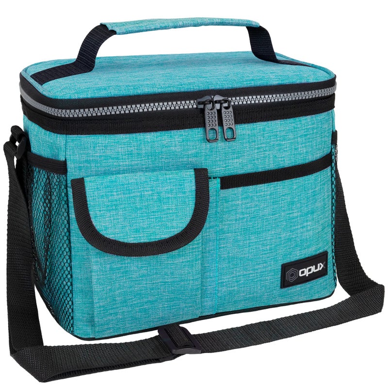 opux Insulated Lunch Bag for Men Women, Leakproof Sea Blue Lunch Box for Work, Portable Soft Lunch Cooler Bag with Shoulder Strap, Adult Lunchbox Lunch Pail for Kid Boy Girl School, 14 Can/8L - Image 1